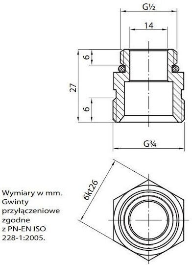 Perfexim Verschiedene Rohrverbindungen Nippel Splitter Balken 1/2" X 3x4" Pn10 748