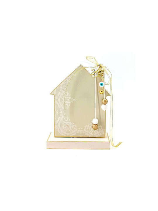 Korres Craft Handmade Hanging Lucky Charm Home Gold made of Wood 10x13.5cm 1pcs