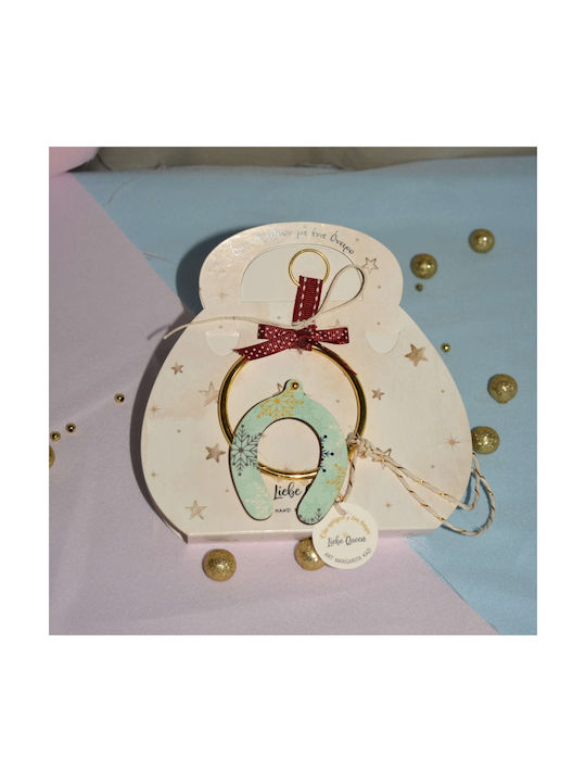 LiebeQueen Handmade Hanging Lucky Charm Horseshoe Light Blue made of Wood 1pcs