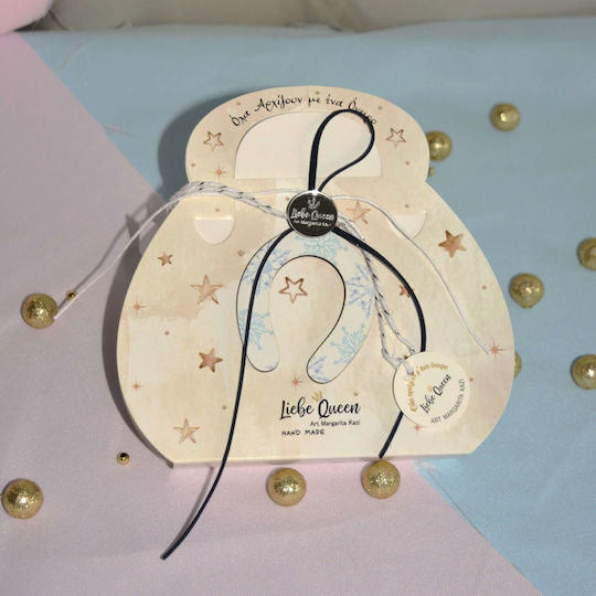 LiebeQueen Handmade Hanging Lucky Charm Horseshoe White made of Wood 1pcs
