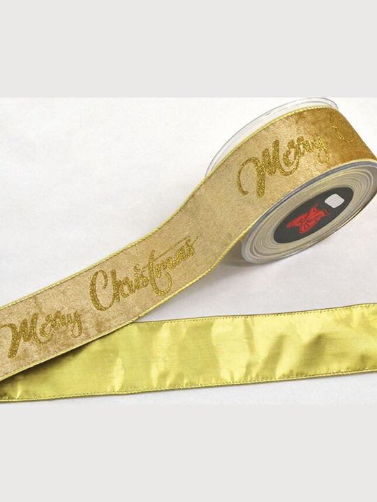 Velvet Gold Back Ribbon Merry Christmas Gold – 7.2cm X 4.5m 229.001.0333.04
