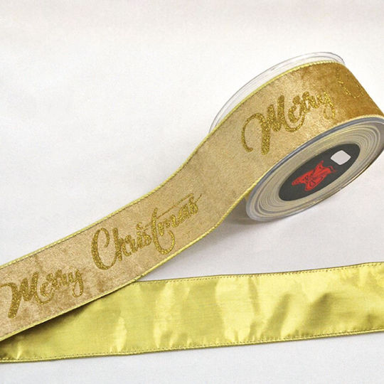 Velvet Gold Back Ribbon Merry Christmas Gold – 7.2cm X 4.5m 229.001.0333.04