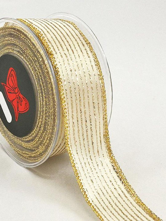 Ribbon Striped Glitter Ecru – Gold – 6.7cm X 9m 229.001.0335.23