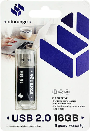 Storange 16GB USB 2.0 Stick Μαύρο