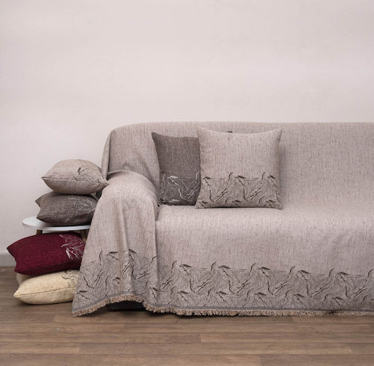 Viopros Dreisitzer-Sofa Wurf Chenille 180x280cm Leinen