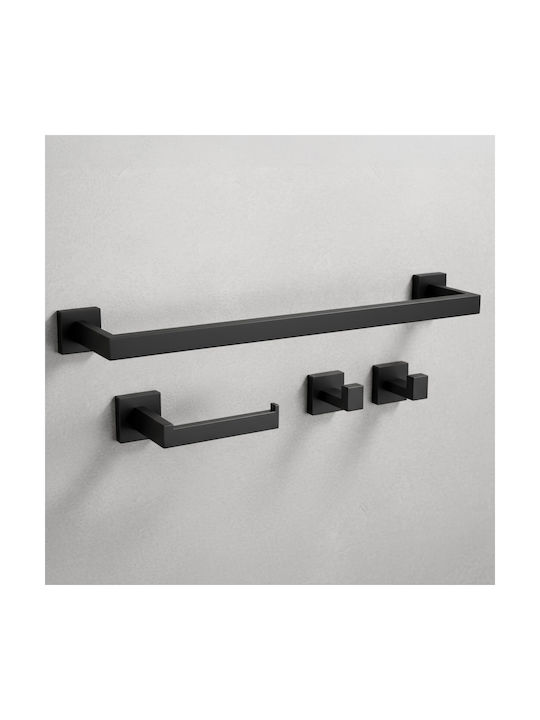 Rea Rio Bathroom Accessory Set Metal Black 4 Pi...