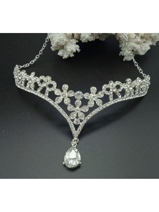 Sparkling Crown Tiara Forehead Crystals Silver Bride Wedding Chloe