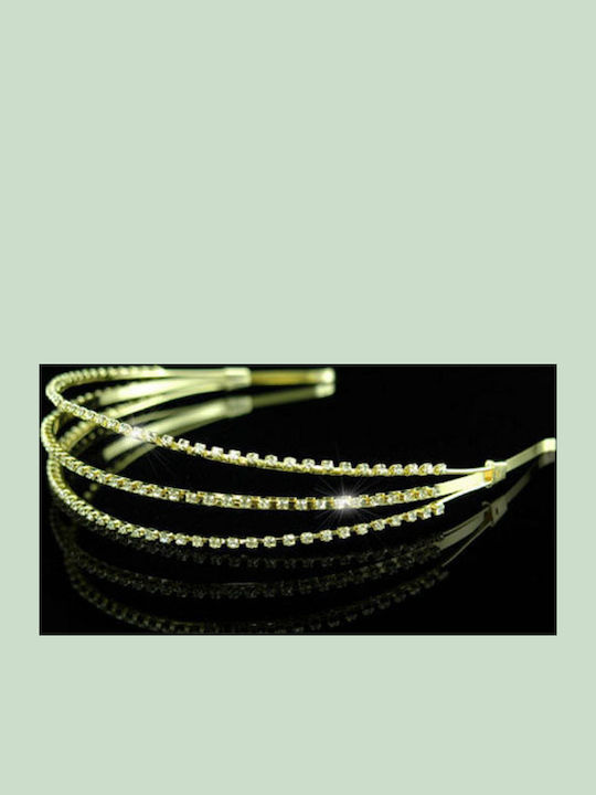 Gold-Plated Bridal Wedding Headband 3 Rows Crystals Despina