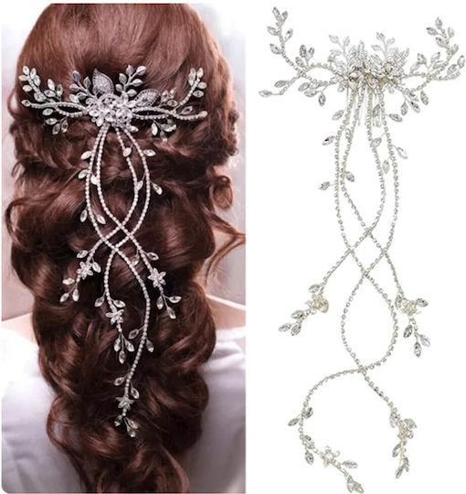 Bridal Hair Comb Long Vine Silver or Gold Austrian Swarovski Crystals Albertine