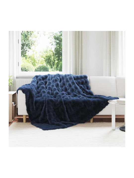 vidaXL Pelzige Decke Übergröße 220x240cm Meeresblau