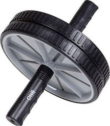 One Fitness Abdominal Wheel Black with Anti-Slip Handles