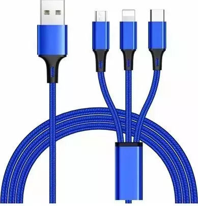 PremiumCord USB to Type-C / Lightning / micro USB 1.2m Cable Blue