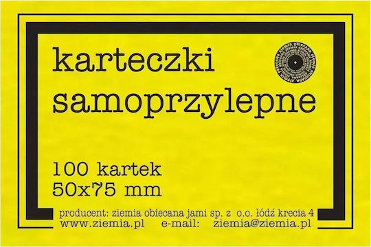 Ziemia Obiecana Αυτοκόλλητα Χαρτάκια Σημειώσεων σε Κύβο Κίτρινα 5x7.5εκ.