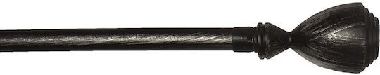 Palatex Ausziehbares Metallisches Vorhangstangen Einzeln Φ16mm 120-210cm Schwarz Silber 3650051