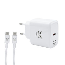 Blue Eagle Зарядно Устройство Кабел Type-C Type-C Бял Blue Eagle Зарядно Устройство Кабел Type-C Type-C Бял