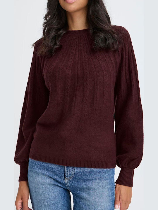 B.Younq Women's Long Sleeve Sweater Burgundy