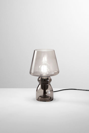 Fan Europe Gleam Glass Table Lamp with Transparent Shade and Gray Base
