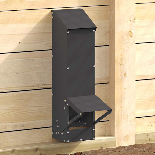 vidaXL Metal Chicken and Poultry Feeder with 5kg Capacity 13x12x51cm