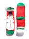 Women's Christmas Fleece Slipper Socks Snowman Red