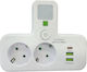 Steckdosenleiste 2 Positionen mit 2 USB-A, 1 USB-C und Schalter