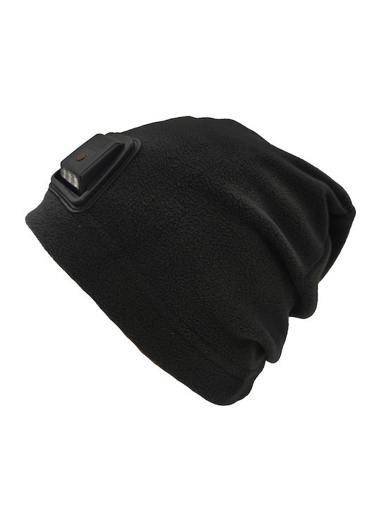 Beanie Unisex Fleece Σκούφος Πλεκτός σε Μαύρο χρώμα