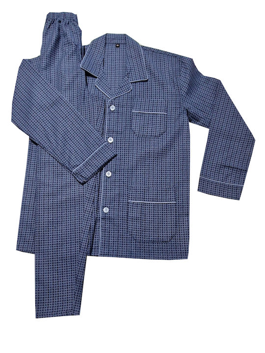 My pyjama Χειμερινή Ανδρική Πιτζάμα Μπλε Ραφ