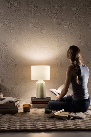 Fan Europe Sahara Table Lamp with Beige Shade and Green Lamp Base