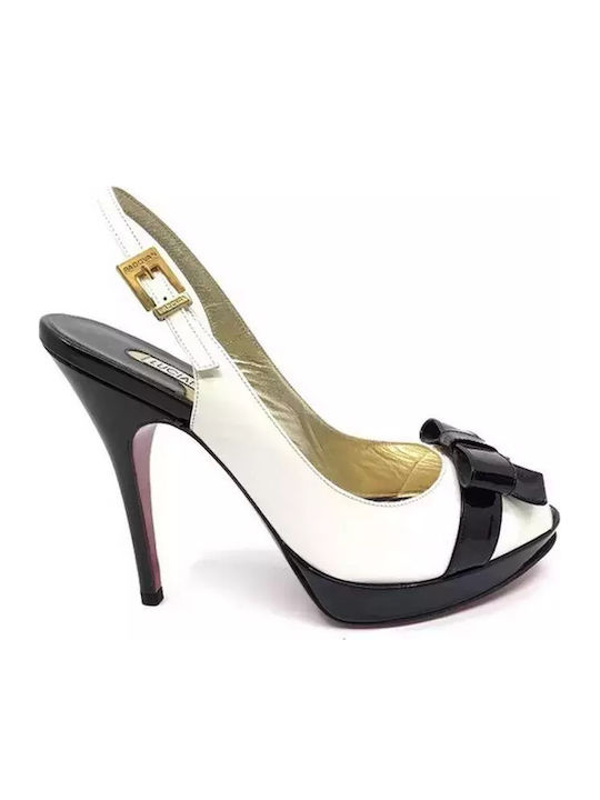 Отворени пръсти Токчета от Лак White/Pink