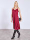 Celestino Damenkleid Midi Satin Mit Spitze Burgundisch