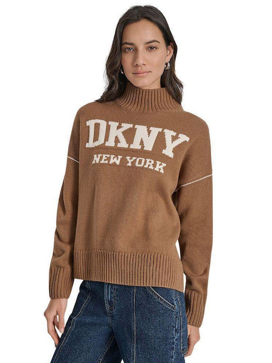 DKNY Logo Logo Damen Bluse Brown / White