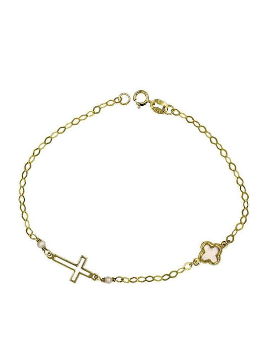 Roloi Kaliamanis Kids Bracelet Chain from Gold 9K with Σταυρό