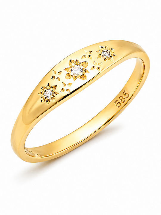 Lunaorocreations Damenring Sterne Zirkon Gelbes Gold