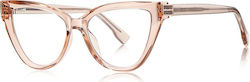 Techsuit Anti-blue Light Glasses Reflex Pc 2279 Women Cat Eye Tr90&metal Frame Ac Lens Transparent Brown