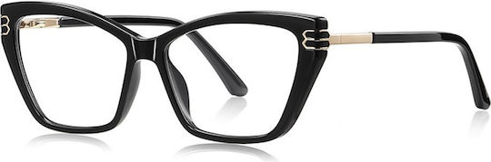 Techsuit Anti-Blue Light Glasses Reflex PC 2262 Women Rectangle TR90 & Metal Frame AC Lens Black