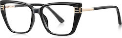 Techsuit Anti-blue Light Glasses Reflex Pc 2275 Women Rectangle Tr90&metal Frame Ac Lens Black Gold