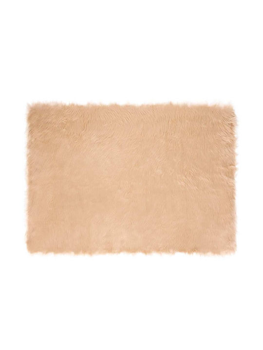 vidaXL Rug Fireplace Rectangular Leather Beige