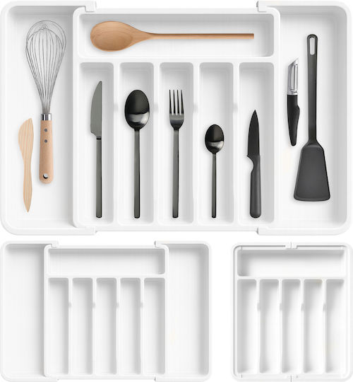 Wellhaus Besteckeinsätze für Schubladen Aufklappbar Kunststoff 33x38x5cm Weiße