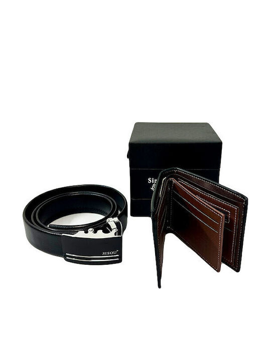 Set Leather Men's Wallet Black