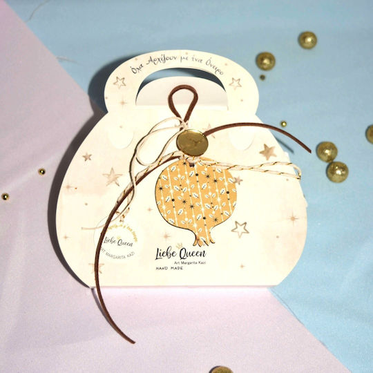 LiebeQueen Handmade Hanging Lucky Charm Pomegranate Yellow made of Wood 1pcs