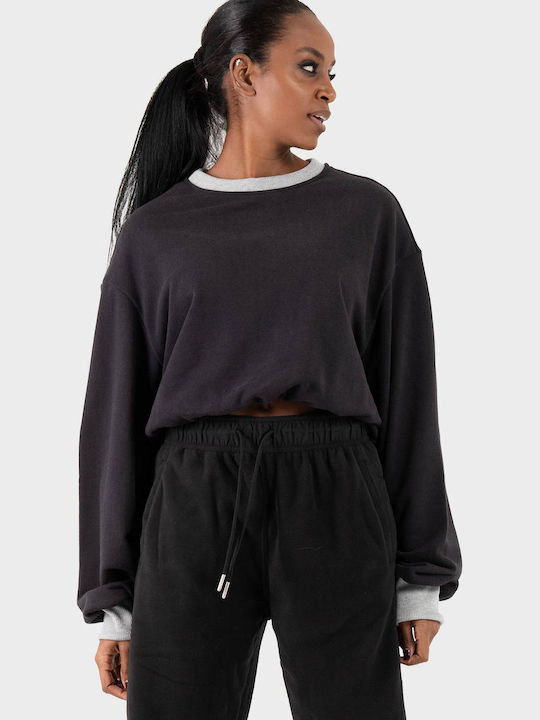 Blouse Women's Crop Top Cotton Long Sleeve Black