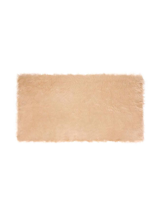 vidaXL Rug Fireplace Rectangular Leather Beige