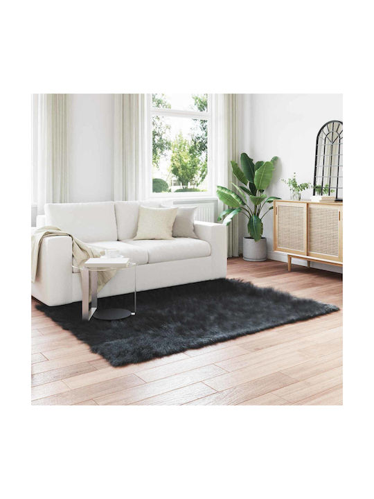 vidaXL Χαλί Ορθογώνιο Δερμάτινο Μαύρο 140x200cm