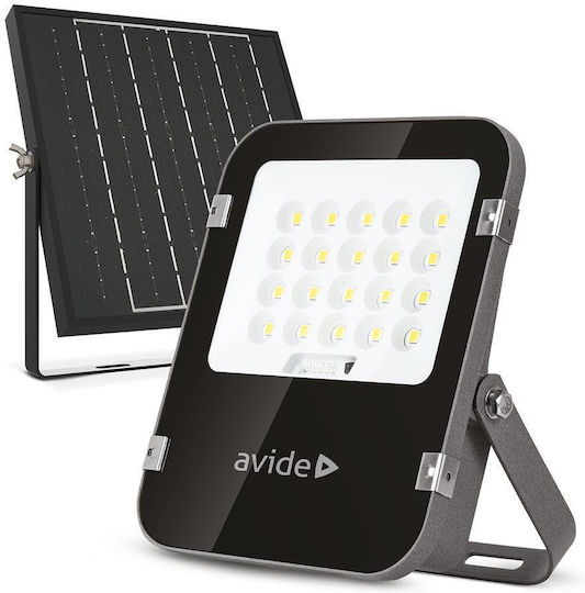 Avide Στεγανός Ηλιακός Προβολέας LED 50W Ψυχρό Λευκό 6400K με Τηλεχειριστήριο IP65