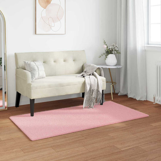vidaXL Teppich Rechteckig Synthetisch,Polyester/Cotton/Leather Rosa