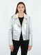 Women's Short Lifestyle Jacket for Winter Silver