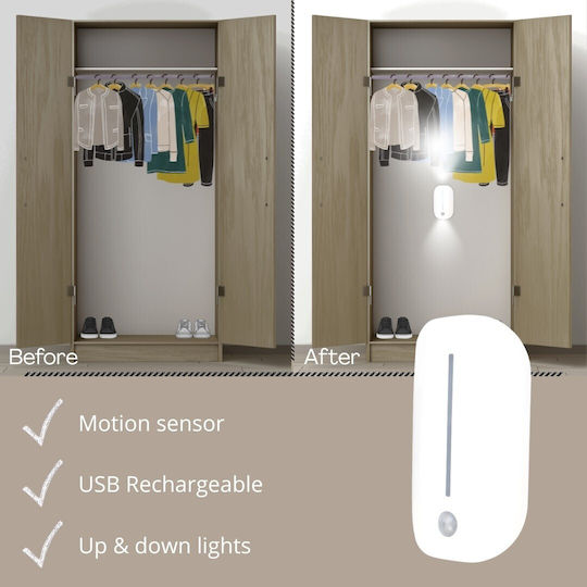 Lightex Rechargeable LED Light for Cabinets with Battery Powered and Motion Sensor 1pcs