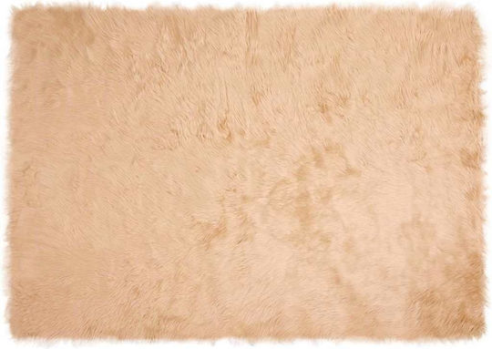 vidaXL Teppich Kamin Rechteckig Leder Beige