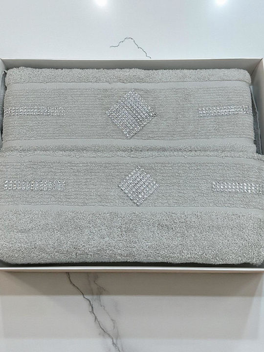 Linea Home Πετσέτα Προσώπου Γκρι 2τμχ Βάρους 500gr/m²