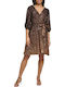 Midi Evening Dress Wrap Brown