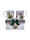 Velve Set Ornamente de Crăciun Căni Ceramice Verde 2buc